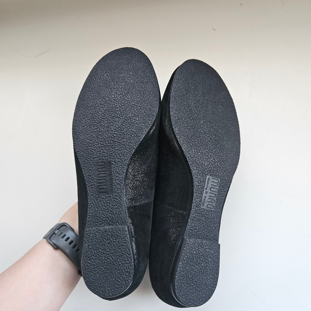 Munro Ballet Flats Women 7M Black Metallic Shimmer Minimalist Formal Hoco Office - Picture 8 of 9